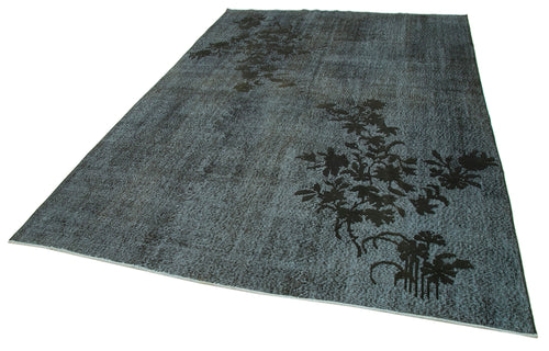Oyma Vintage Siyah Eskitme Pamuk Yün El Dokuma Halısı 213x305 Agacan