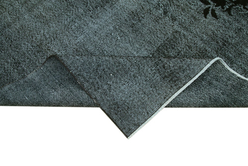 Oyma Vintage Siyah Eskitme Pamuk Yün El Dokuma Halısı 213x305 Agacan
