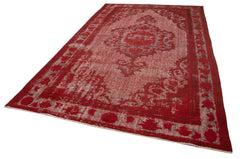 Oyma Vintage Kırmızı Eskitme Pamuk Yün El Dokuma Halısı 215x341 Agacan