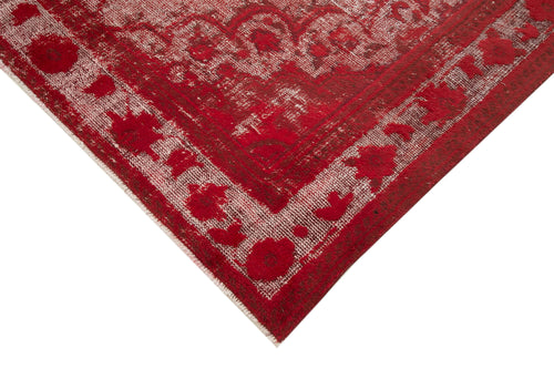 Oyma Vintage Kırmızı Eskitme Pamuk Yün El Dokuma Halısı 215x341 Agacan