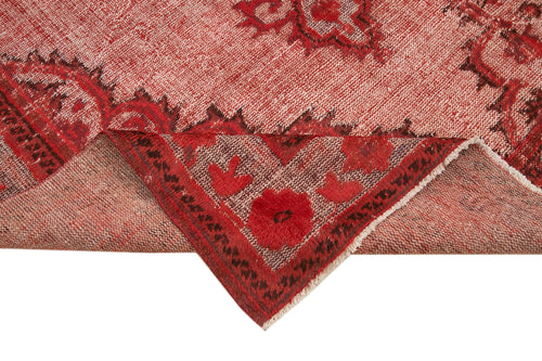 Oyma Vintage Kırmızı Eskitme Pamuk Yün El Dokuma Halısı 215x341 Agacan