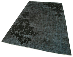 Oyma Vintage Siyah Eskitme Pamuk Yün El Dokuma Halısı 144x245 Agacan