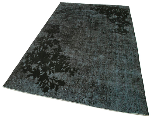 Oyma Vintage Siyah Eskitme Pamuk Yün El Dokuma Halısı 144x245 Agacan