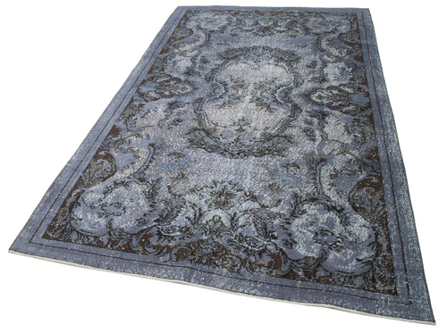 Oyma Vintage Gri Eskitme Pamuk Yün El Dokuma Halısı 154x264 Agacan