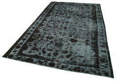 Oyma Vintage Siyah Eskitme Pamuk Yün El Dokuma Halısı 177x278 Agacan