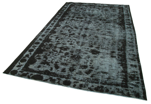 Oyma Vintage Siyah Eskitme Pamuk Yün El Dokuma Halısı 177x278 Agacan
