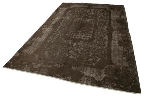 Oyma Vintage Kahverengi Eskitme Pamuk Yün El Dokuma Halısı 207x313 Agacan