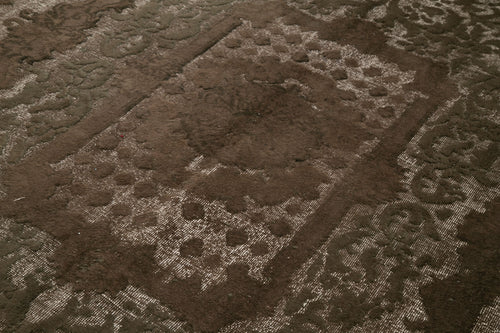 Oyma Vintage Kahverengi Eskitme Pamuk Yün El Dokuma Halısı 207x313 Agacan