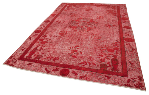 Oyma Vintage Kırmızı Eskitme Pamuk Yün El Dokuma Halısı 210x310 Agacan