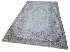 Oyma Vintage Gri Eskitme Pamuk Yün El Dokuma Halısı 158x267 Agacan