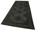 Oyma Vintage Siyah Eskitme Pamuk Yün El Dokuma Halısı 141x358 Agacan