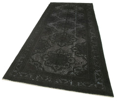 Oyma Vintage Siyah Eskitme Pamuk Yün El Dokuma Halısı 141x358 Agacan