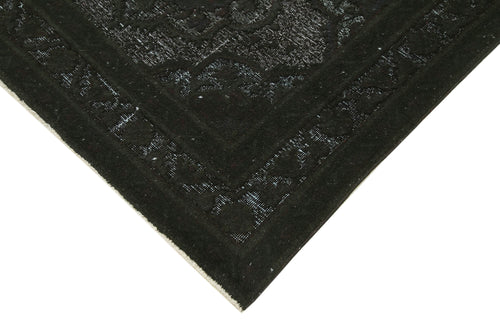 Oyma Vintage Siyah Eskitme Pamuk Yün El Dokuma Halısı 141x358 Agacan