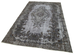 Oyma Vintage Gri Eskitme Pamuk Yün El Dokuma Halısı 164x286 Agacan