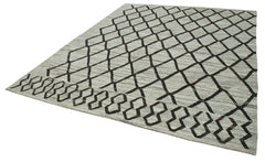 Scrap Gri Geometrik Pamuk Yün El Dokuma Halısı 250x296 Agacan