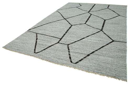 Scrap Gri Geometrik Pamuk Yün El Dokuma Halısı 265x385 Agacan