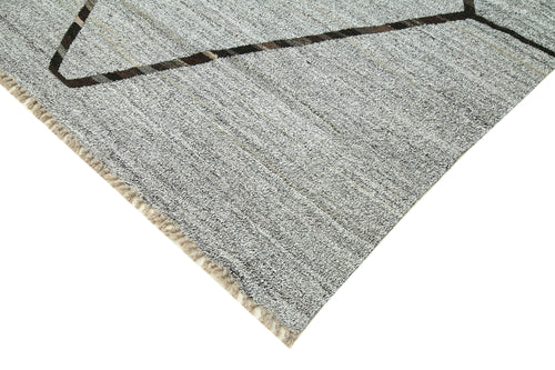 Scrap Gri Geometrik Pamuk Yün El Dokuma Halısı 265x385 Agacan