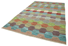 Scrap Turuncu Geometrik Pamuk Yün El Dokuma Halısı 205x313 Agacan