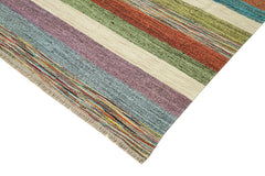 Scrap Mavi Geometrik Pamuk Yün El Dokuma Halısı 270x376 Agacan