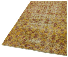 Overdyed Vintage Sarı Eskitme Pamuk Yün El Dokuma Halısı 110x192 Agacan