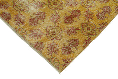 Overdyed Vintage Sarı Eskitme Pamuk Yün El Dokuma Halısı 110x192 Agacan