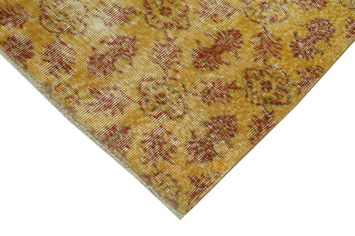 Overdyed Vintage Sarı Eskitme Pamuk Yün El Dokuma Halısı 110x192 Agacan