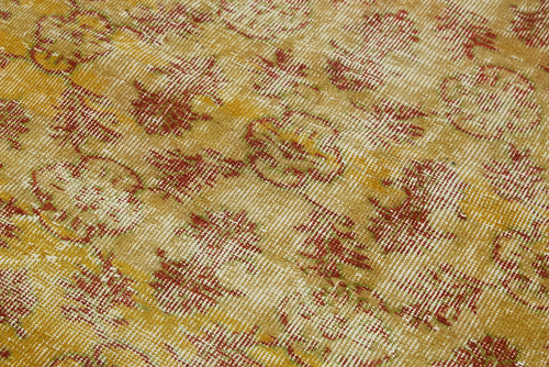 Overdyed Vintage Sarı Eskitme Pamuk Yün El Dokuma Halısı 110x192 Agacan