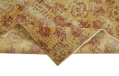 Overdyed Vintage Sarı Eskitme Pamuk Yün El Dokuma Halısı 110x192 Agacan