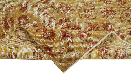 Overdyed Vintage Sarı Eskitme Pamuk Yün El Dokuma Halısı 110x192 Agacan