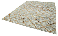 Scrap Yeşil Geometrik Pamuk Yün El Dokuma Halısı 248x307 Agacan