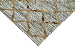Scrap Yeşil Geometrik Pamuk Yün El Dokuma Halısı 248x307 Agacan
