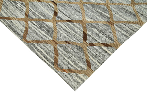 Scrap Yeşil Geometrik Pamuk Yün El Dokuma Halısı 248x307 Agacan