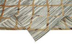 Scrap Yeşil Geometrik Pamuk Yün El Dokuma Halısı 248x307 Agacan