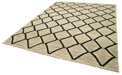 Scrap Bej Geometrik Pamuk Yün El Dokuma Halısı 247x306 Agacan