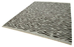Scrap Mavi Geometrik Pamuk Yün El Dokuma Halısı 250x324 Agacan