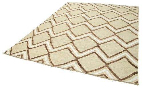 Scrap Sarı Geometrik Pamuk Yün El Dokuma Halısı 250x320 Agacan
