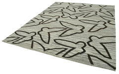 Scrap Gri Geometrik Pamuk Yün El Dokuma Halısı 250x307 Agacan