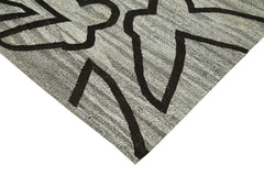 Scrap Gri Geometrik Pamuk Yün El Dokuma Halısı 250x307 Agacan