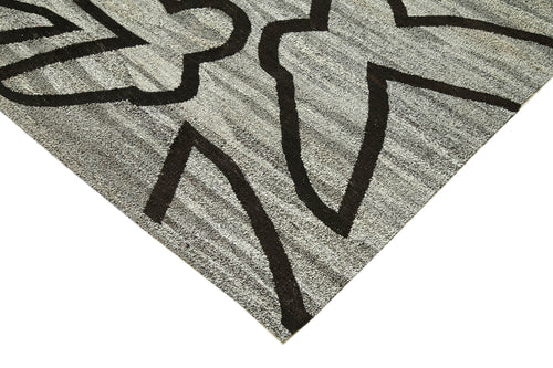 Scrap Gri Geometrik Pamuk Yün El Dokuma Halısı 250x307 Agacan