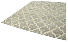Scrap Gri Geometrik Pamuk Yün El Dokuma Halısı 243x304 Agacan