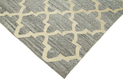 Scrap Gri Geometrik Pamuk Yün El Dokuma Halısı 243x304 Agacan