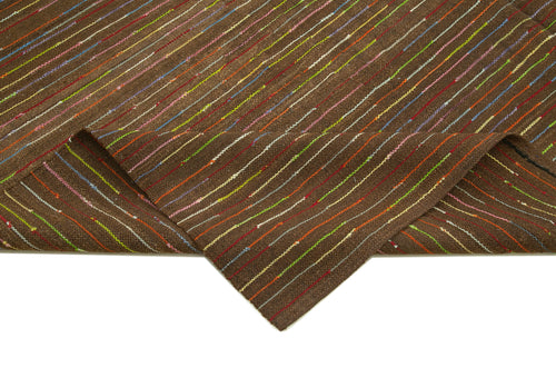 Scrap Mavi Geometrik Pamuk Yün El Dokuma Halısı 254x360 Agacan