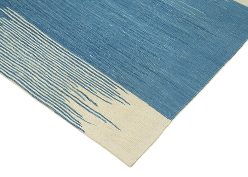 Scrap Mavi Geometrik Pamuk Yün El Dokuma Halısı 176x258 Agacan
