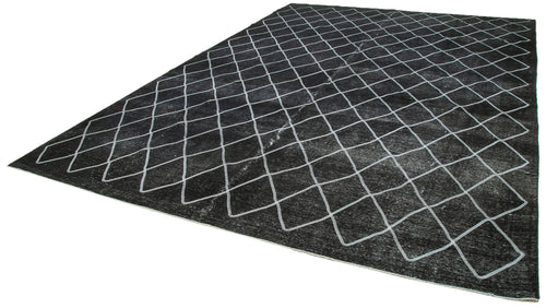 Geometric Carpet Siyah Geometrik Pamuk Yün El Dokuma Halısı 307x434 Agacan