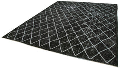 Geometric Carpet Siyah Geometrik Pamuk Yün El Dokuma Halısı 302x369 Agacan