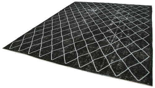 Geometric Carpet Siyah Geometrik Pamuk Yün El Dokuma Halısı 302x369 Agacan
