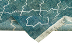 Geometric Carpet Turkuaz Geometrik Pamuk Yün El Dokuma Halısı 301x409 Agacan
