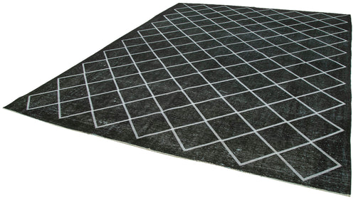 Geometric Carpet Siyah Geometrik Pamuk Yün El Dokuma Halısı 302x392 Agacan
