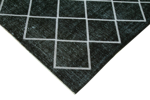 Geometric Carpet Siyah Geometrik Pamuk Yün El Dokuma Halısı 302x392 Agacan