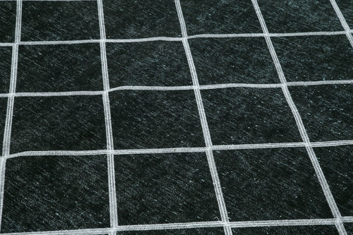 Geometric Carpet Siyah Geometrik Pamuk Yün El Dokuma Halısı 302x392 Agacan